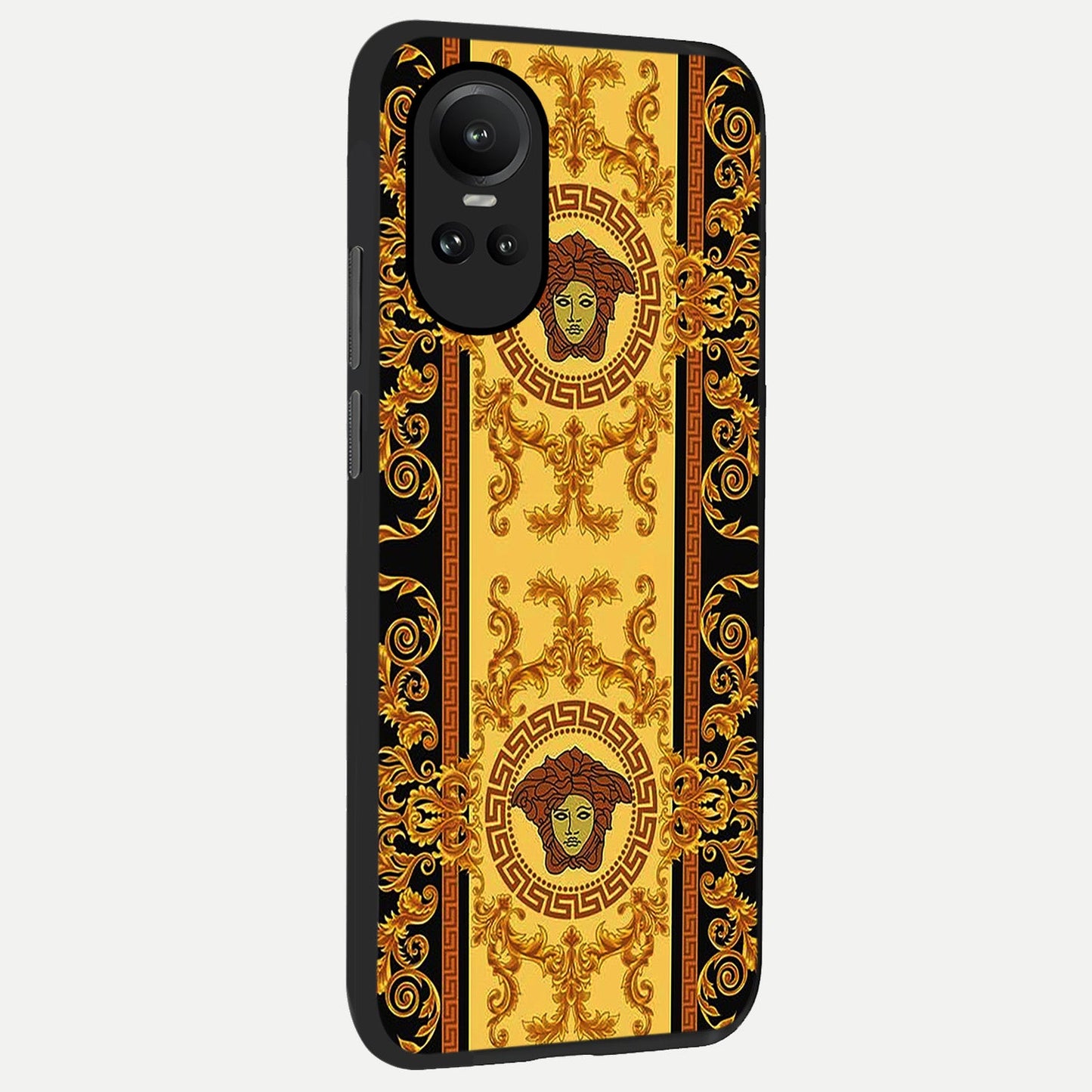  Golden Royal Heritage back cover For Oppo Reno 10 slim fit glass case with vibrant aesthetic design
