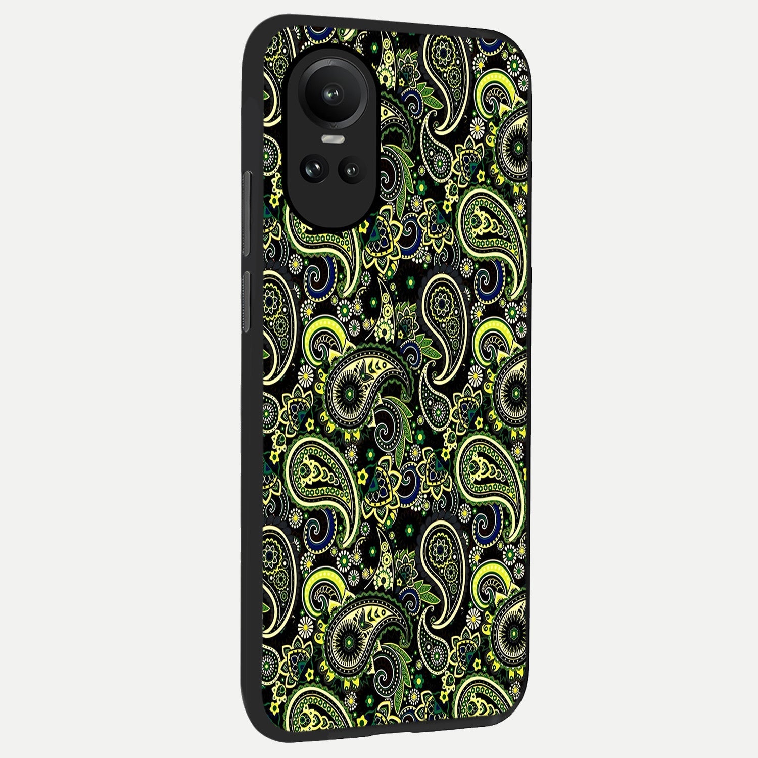  Green Lemon back cover For Oppo Reno 10 slim fit glass case with vibrant aesthetic design
