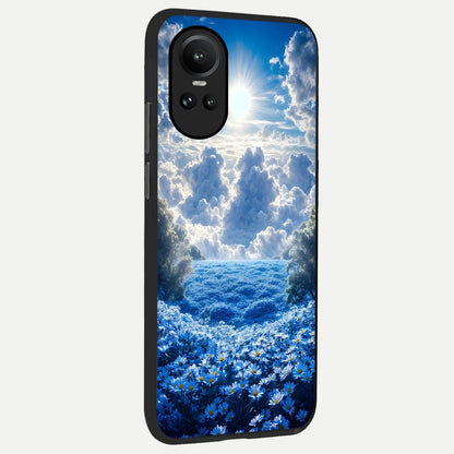  Heavenly Daisy Horizon back cover For Oppo Reno 10 slim fit glass case with vibrant aesthetic design