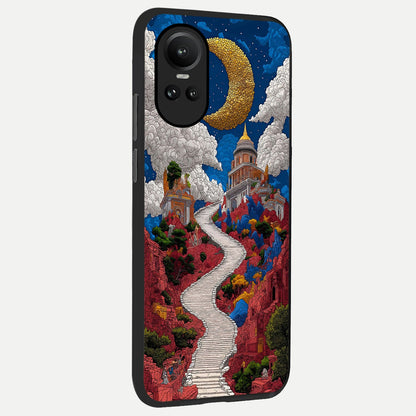  Heavenly Moon Path back cover For Oppo Reno 10 slim fit glass case with vibrant aesthetic design