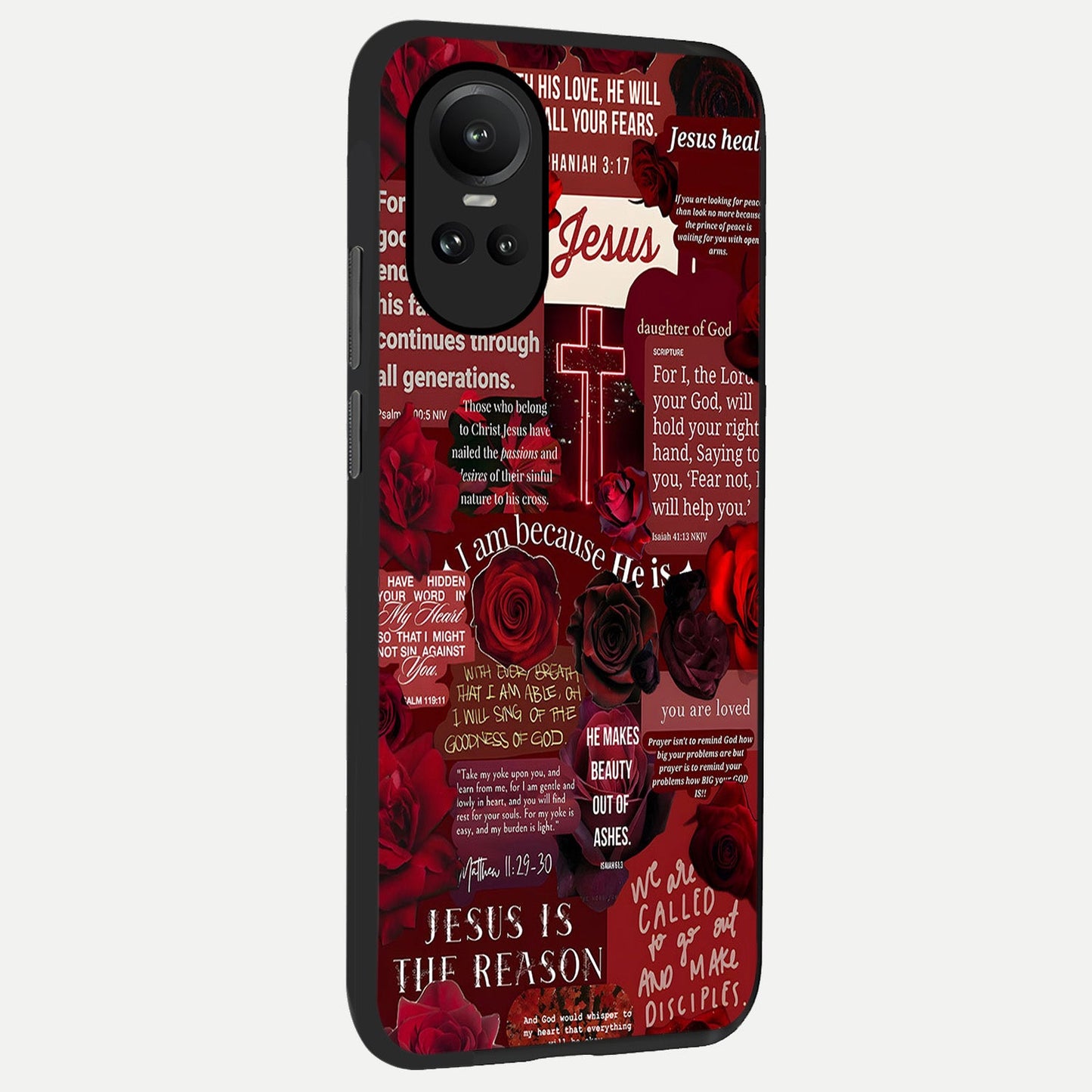  Jesus Love Heals back cover For Oppo Reno 10 slim fit glass case with vibrant aesthetic design