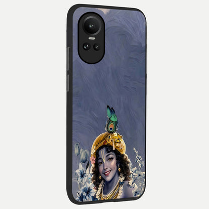  Lord Krishna back cover For Oppo Reno 10 slim fit glass case with vibrant aesthetic design