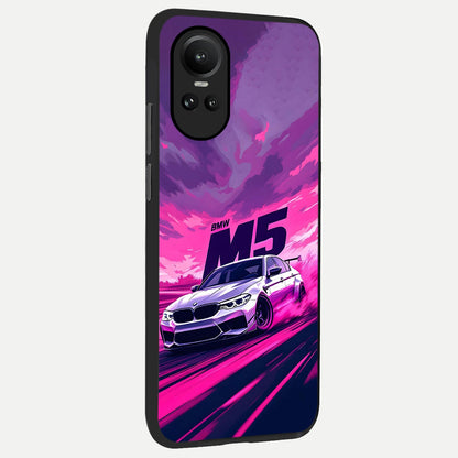  MS Neon Car back cover For Oppo Reno 10 slim fit glass case with vibrant aesthetic design