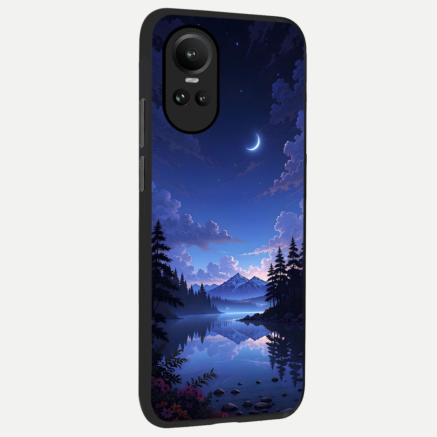  Midnight Lake Peace back cover For Oppo Reno 10 slim fit glass case with vibrant aesthetic design