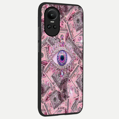  Money Eye Luxe back cover For Oppo Reno 10 slim fit glass case with vibrant aesthetic design