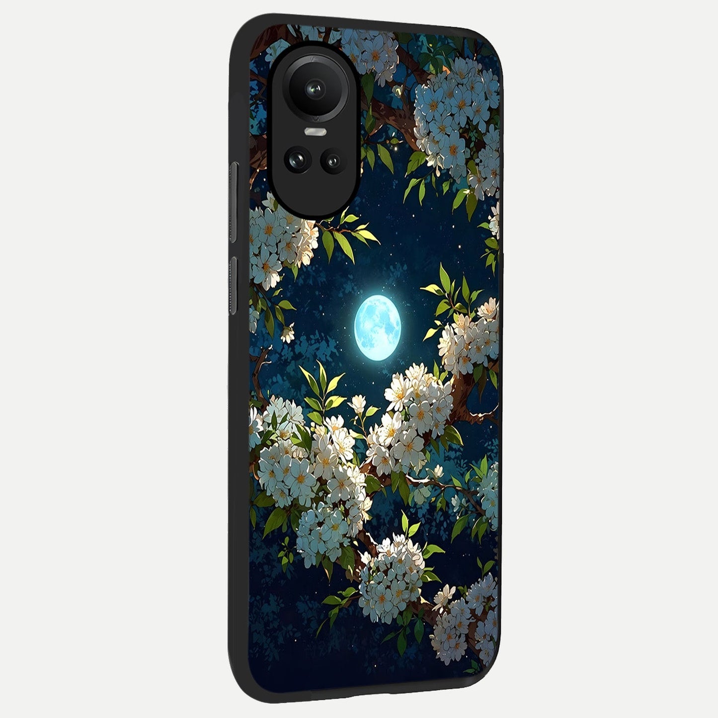  Moonlit Blossom Dream back cover For Oppo Reno 10 slim fit glass case with vibrant aesthetic design