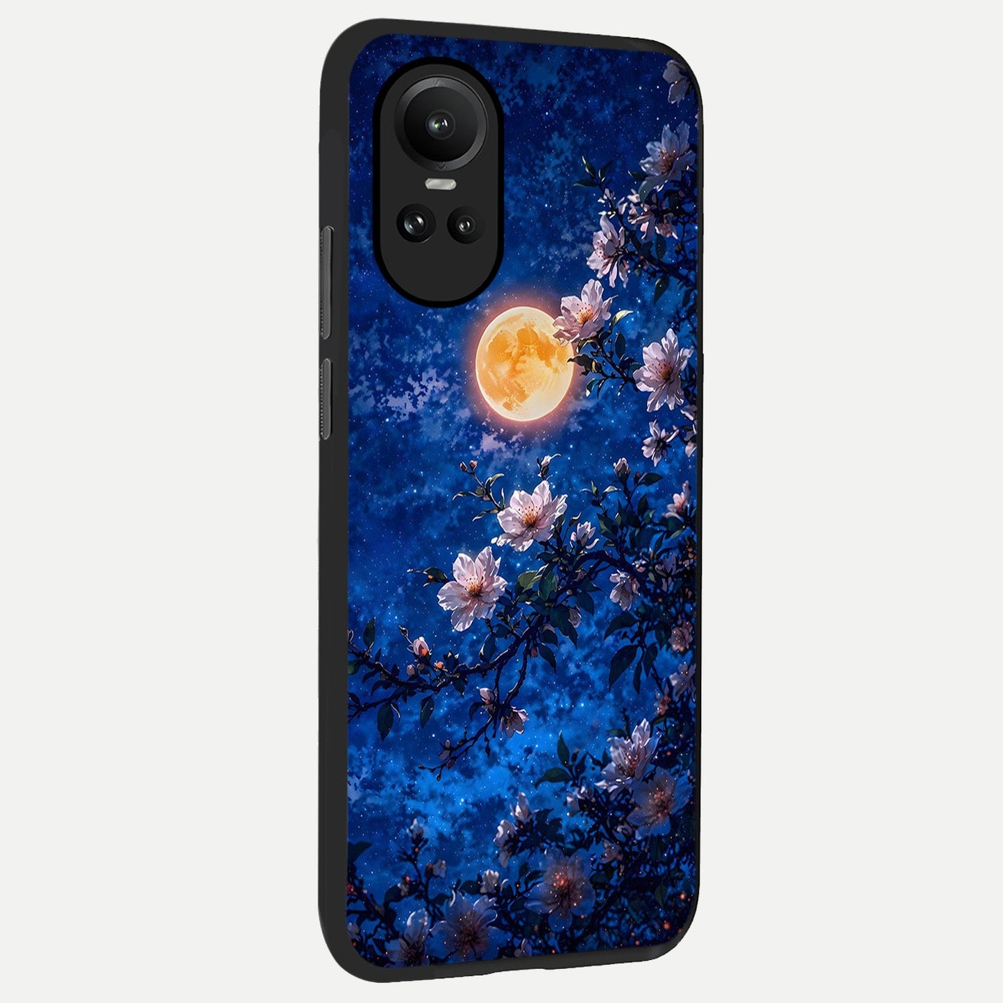  Moonlit Blossoms Night back cover For Oppo Reno 10 slim fit glass case with vibrant aesthetic design