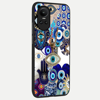  Mystic Charm Eye back cover For Oppo Reno 10 slim fit glass case with vibrant aesthetic design