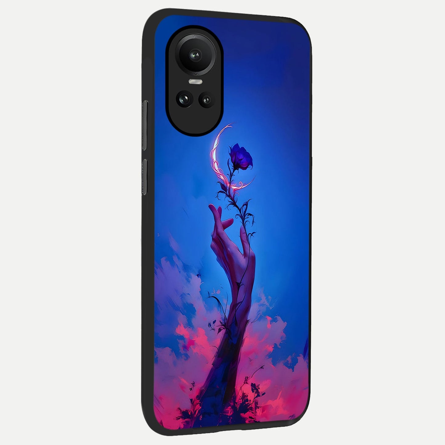  Mystic Hand back cover For Oppo Reno 10 slim fit glass case with vibrant aesthetic design