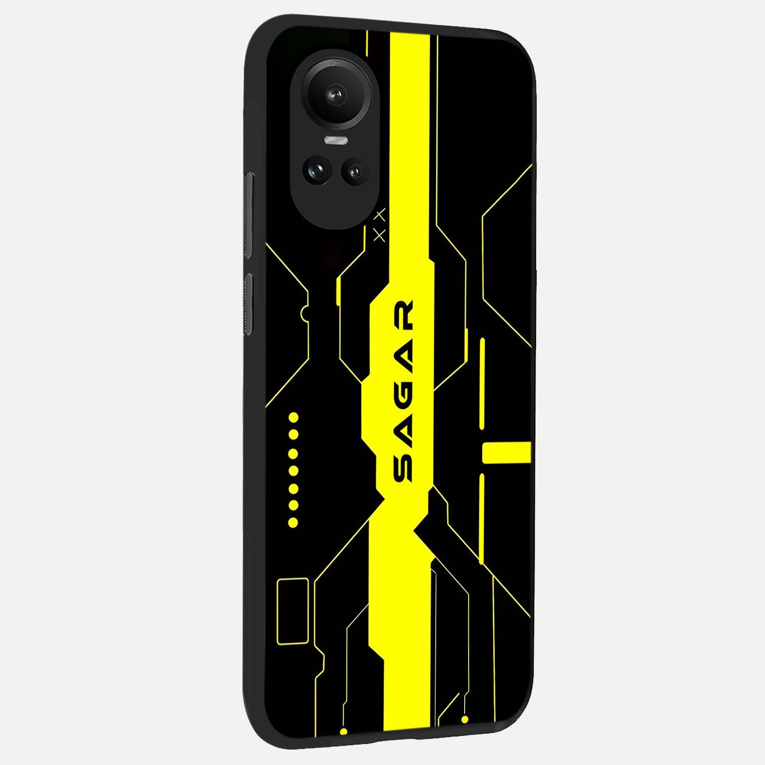  Neon CYBERPUNK Custom Name back cover For Oppo Reno 10 slim fit glass case with vibrant aesthetic design