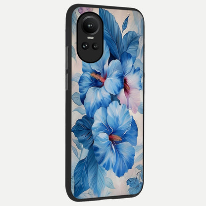  Ocean Hibiscus Grace back cover For Oppo Reno 10 slim fit glass case with vibrant aesthetic design