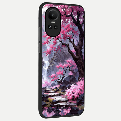  Pink Sunflower Glow back cover For Oppo Reno 10 slim fit glass case with vibrant aesthetic design