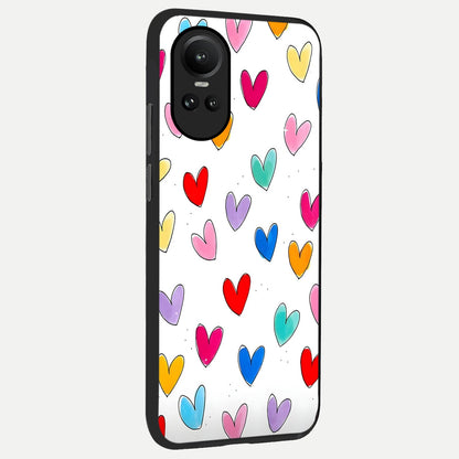  Playful Love Doodles back cover For Oppo Reno 10 slim fit glass case with vibrant aesthetic design