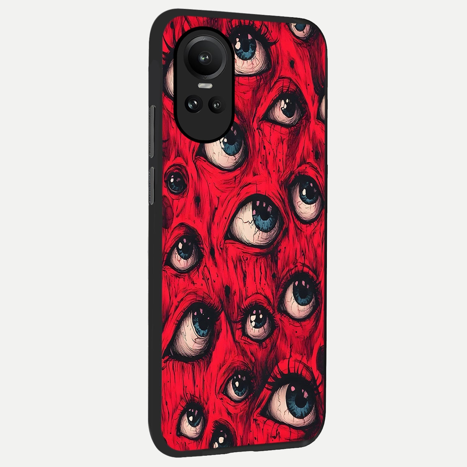  Red Eyes Pattern back cover For Oppo Reno 10 slim fit glass case with vibrant aesthetic design