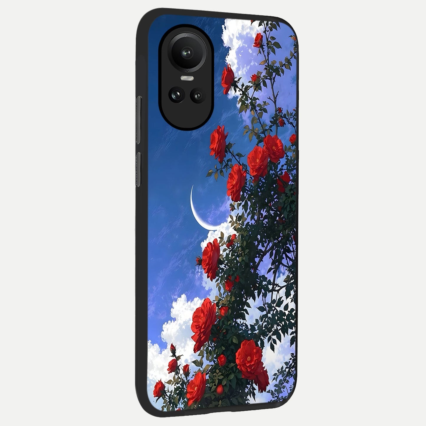  Rose Drift Flowers back cover For Oppo Reno 10 slim fit glass case with vibrant aesthetic design