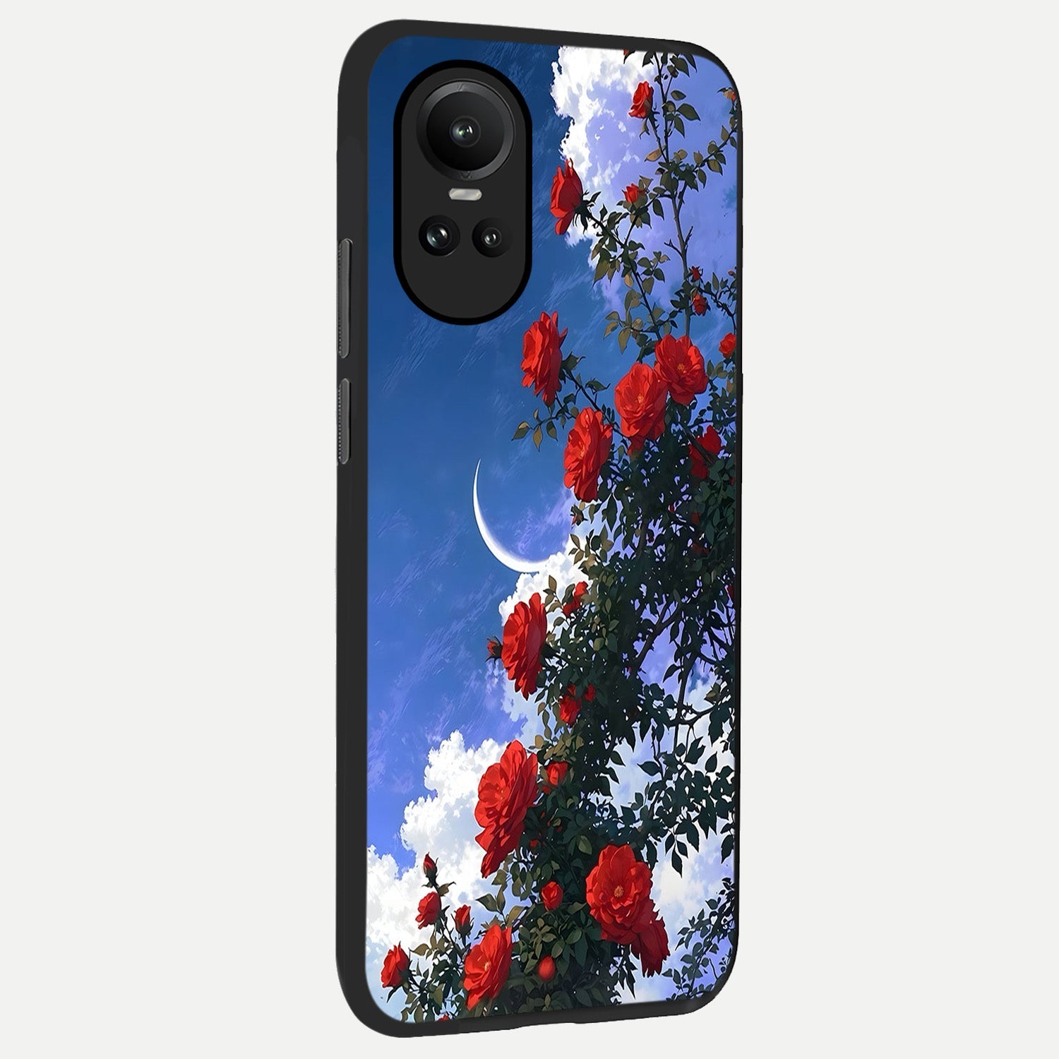  Rose Drift Flowers back cover For Oppo Reno 10 slim fit glass case with vibrant aesthetic design