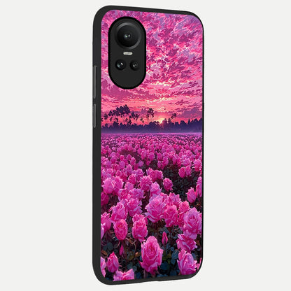  Rose Sunset Valley back cover For Oppo Reno 10 slim fit glass case with vibrant aesthetic design
