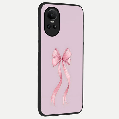  Soft Blush Bow back cover For Oppo Reno 10 slim fit glass case with vibrant aesthetic design