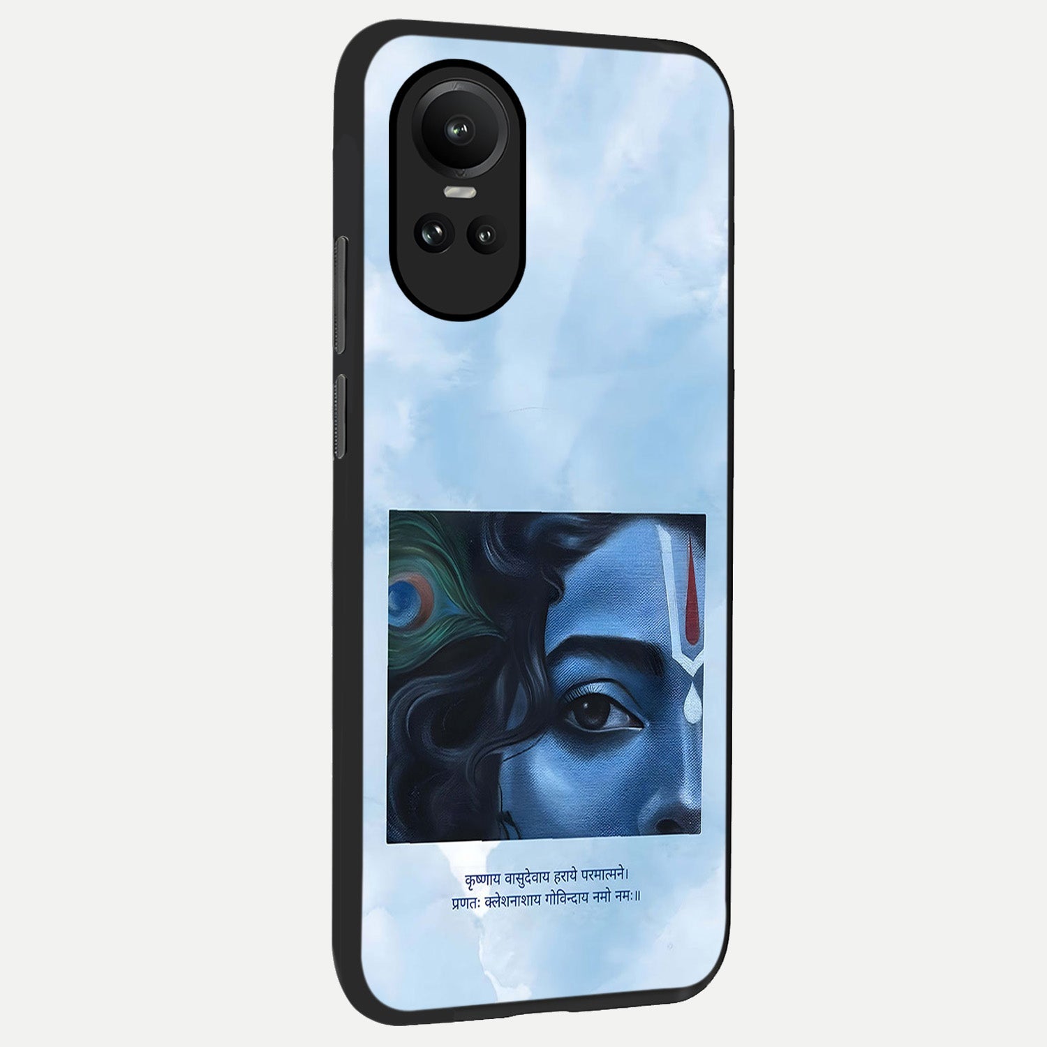  Spiritual Krishna back cover For Oppo Reno 10 slim fit glass case with vibrant aesthetic design