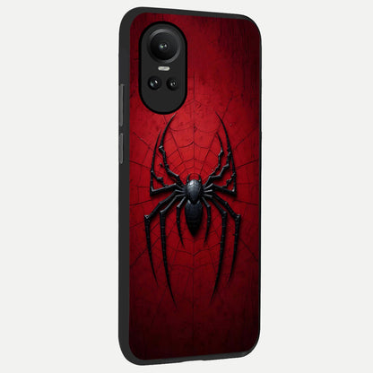  Superhero Web Emblem back cover For Oppo Reno 10 slim fit glass case with vibrant aesthetic design