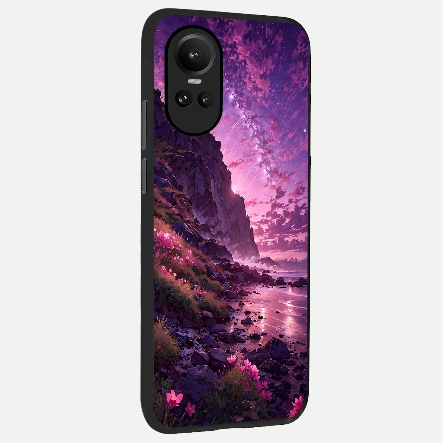  Twilight Blossom Coast back cover For Oppo Reno 10 slim fit glass case with vibrant aesthetic design