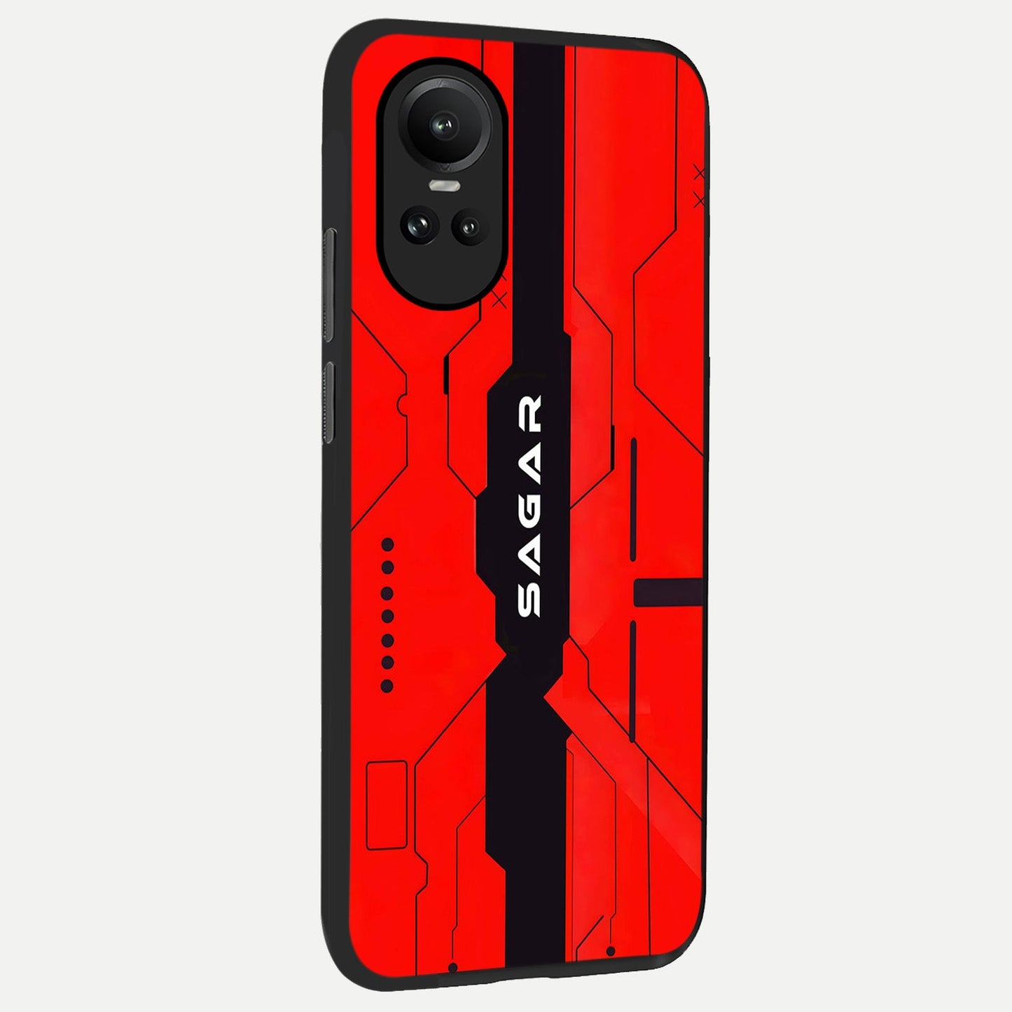  Voltage Rise CYBERPUNK Custom Name back cover For Oppo Reno 10 slim fit personalized glass case with bold cyberpunk design