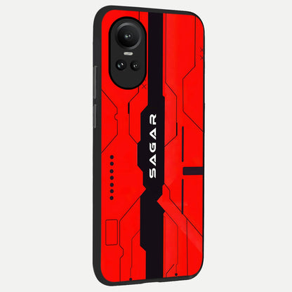  Voltage Rise CYBERPUNK Custom Name back cover For Oppo Reno 10 slim fit personalized glass case with bold cyberpunk design