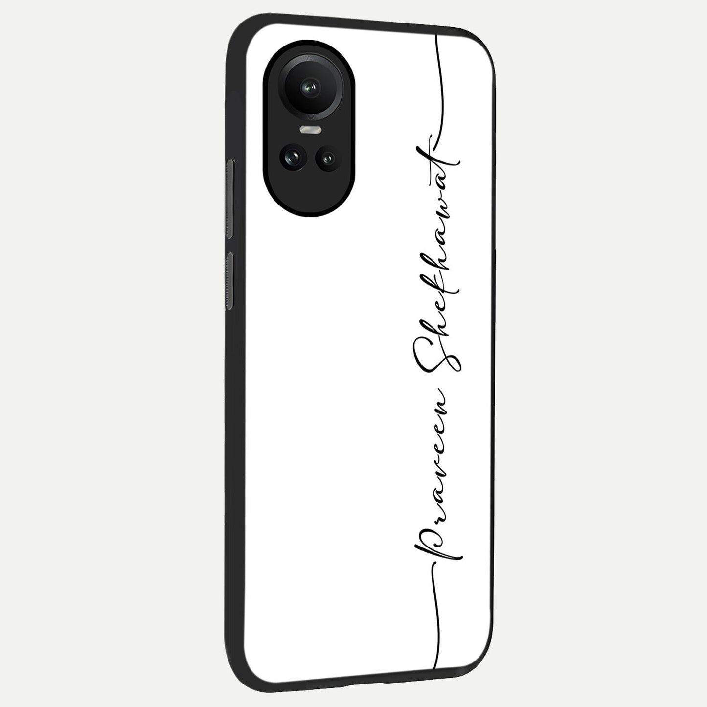  White Tune Custom Name back cover For Oppo Reno 10 slim fit personalized glass case with aesthetic design