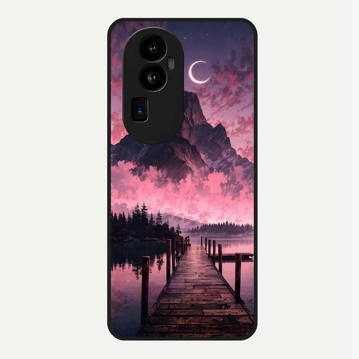  Beautiful Mountain View Glass Case For Oppo Reno 10 Pro Plus back cover – full design glossy printed glass finish