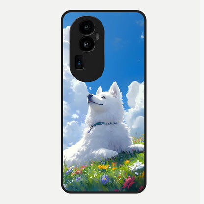  Blissful Cloud Pup Glass Case For Oppo Reno 10 Pro Plus back cover – full design glossy printed glass finish