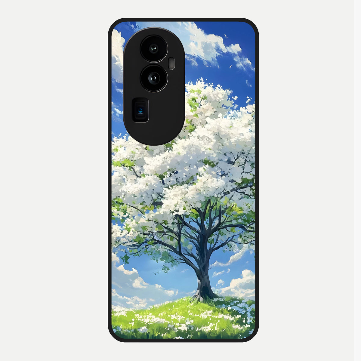  Blossom Sky Serenity Glass Case For Oppo Reno 10 Pro Plus back cover – full design glossy printed glass finish