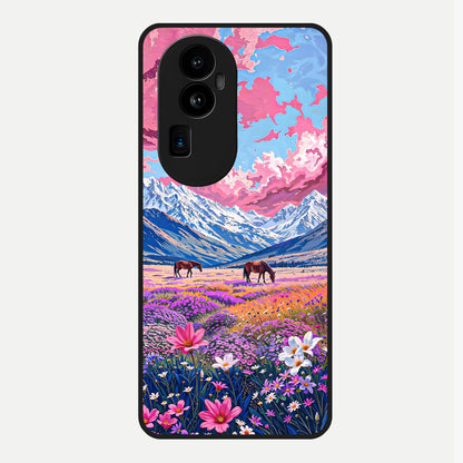  Blossom Valley Dream Glass Case For Oppo Reno 10 Pro Plus back cover – full design glossy printed glass finish