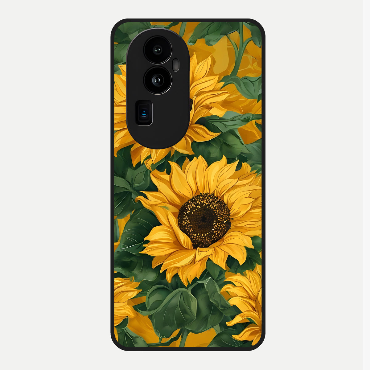  Bright Sunflower Bloom Glass Case For Oppo Reno 10 Pro Plus back cover – full design glossy printed glass finish