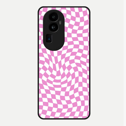  Bubblegum Check Wave Glass Case For Oppo Reno 10 Pro Plus back cover – full design glossy printed glass finish