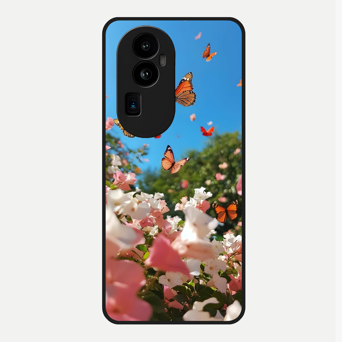  Butterflies In Bloom Sky Glass Case For Oppo Reno 10 Pro Plus back cover – full design glossy printed glass finish