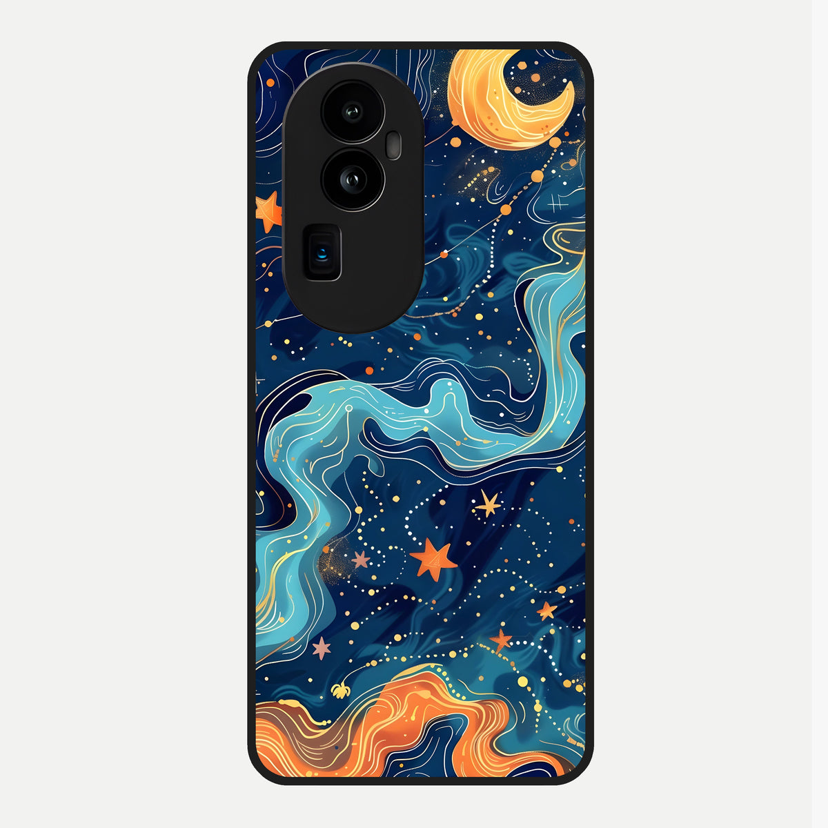  Celestial Dream Flow Glass Case For Oppo Reno 10 Pro Plus back cover – full design glossy printed glass finish