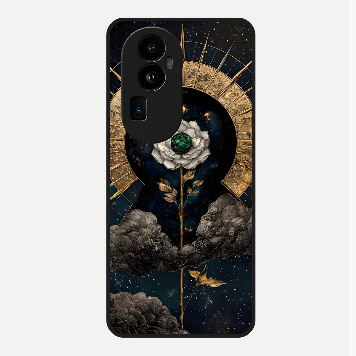  Celestial Lotus Morang Glass Case For Oppo Reno 10 Pro Plus back cover – full design glossy printed glass finish
