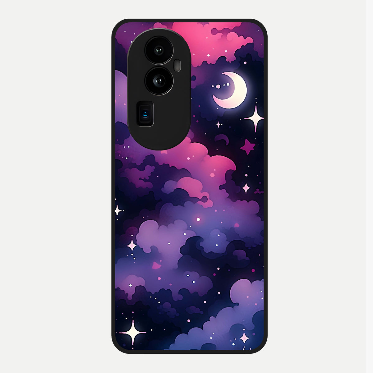  Celestial Moon Magic Glass Case For Oppo Reno 10 Pro Plus back cover – full design glossy printed glass finish