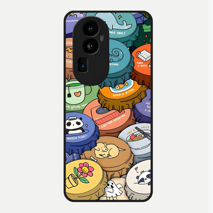  Coins Patterns Glass Case For Oppo Reno 10 Pro Plus back cover – full design glossy printed glass finish