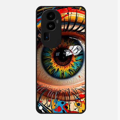  Colorful Eye Glass Case For Oppo Reno 10 Pro Plus back cover – full design glossy printed glass finish