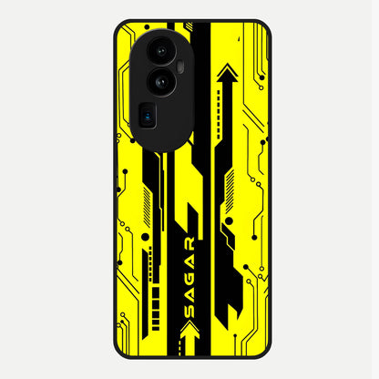  Electric Pulse CYBERPUNK Custom Name Glass Case For Oppo Reno 10 Pro Plus back cover – full design glossy printed glass finish