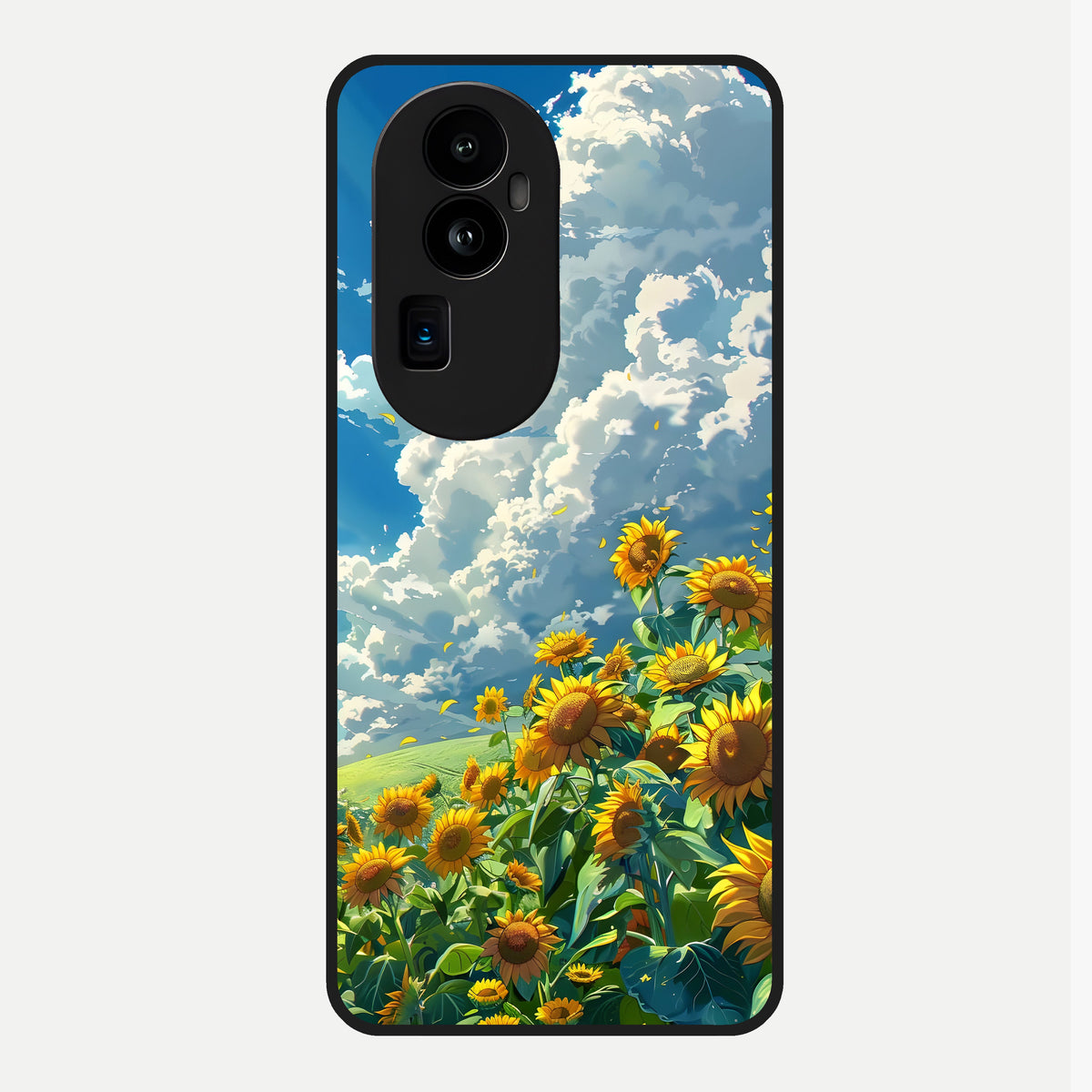  Golden Sun Glory Glass Case For Oppo Reno 10 Pro Plus back cover – full design glossy printed glass finish