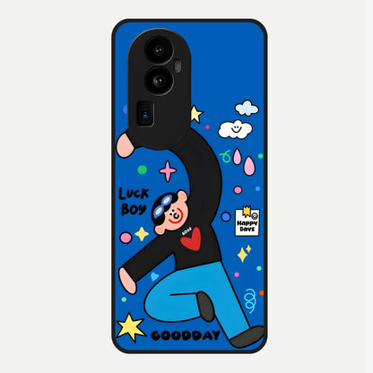  Happy Luck Vibe Glass Case For Oppo Reno 10 Pro Plus back cover – full design glossy printed glass finish