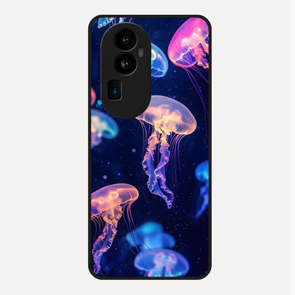  Jellyfish Pattern Glass Case For Oppo Reno 10 Pro Plus back cover – full design glossy printed glass finish
