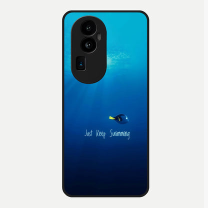  Just Keep Swimming Glass Case For Oppo Reno 10 Pro Plus back cover – full design glossy printed glass finish