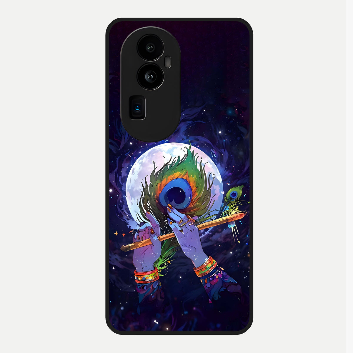  Krishna Hands Art Glass Case For Oppo Reno 10 Pro Plus back cover – full design glossy printed glass finish
