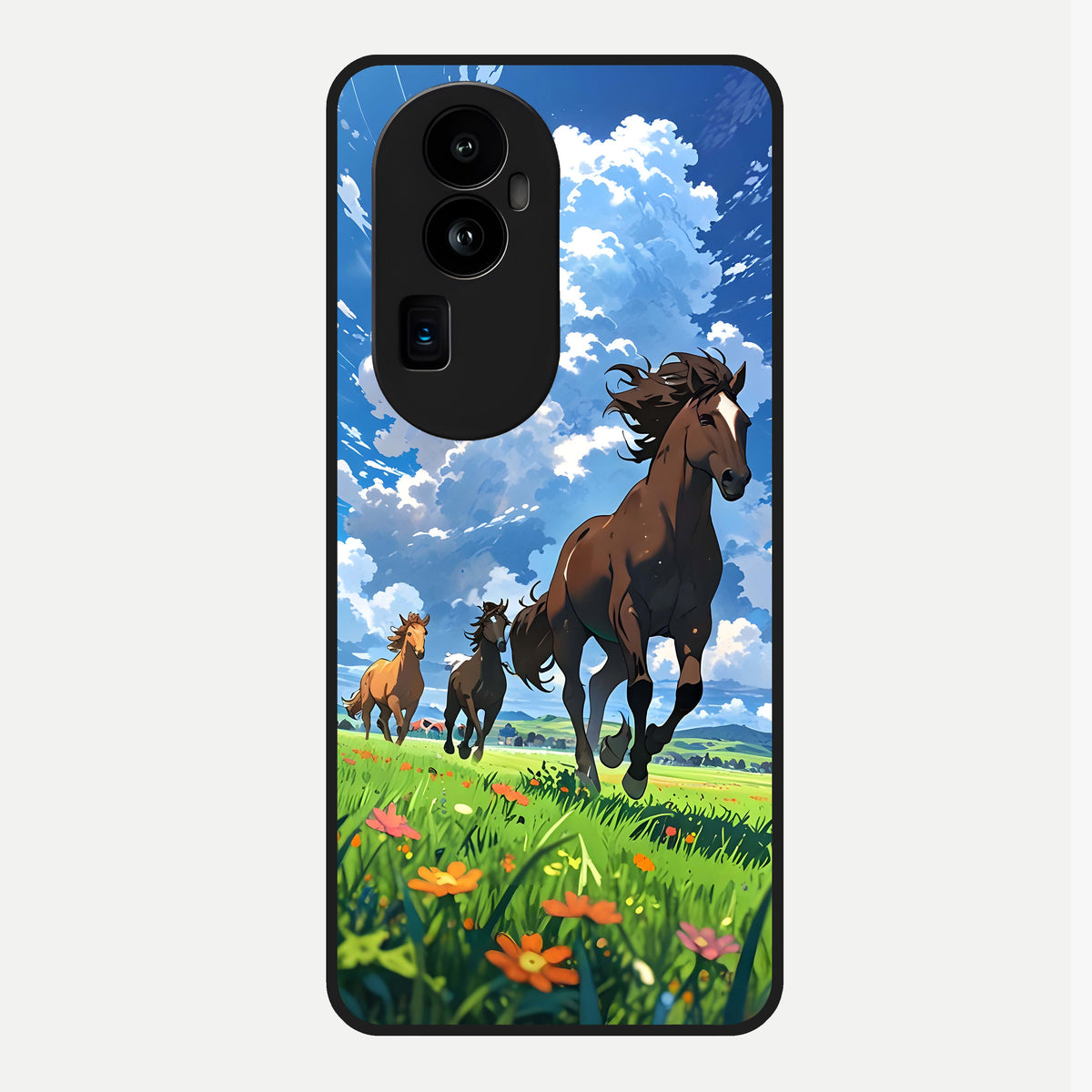  Majestic Horses Galloping Glass Case For Oppo Reno 10 Pro Plus back cover – full design glossy printed glass finish