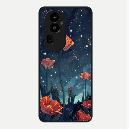  Midnight Tulip Glow Glass Case For Oppo Reno 10 Pro Plus back cover – full design glossy printed glass finish