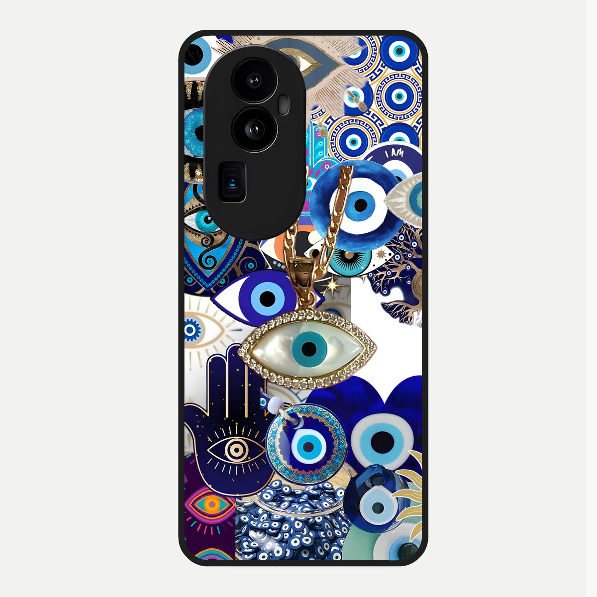  Mystic Charm Eye Glass Case For Oppo Reno 10 Pro Plus back cover – full design glossy printed glass finish