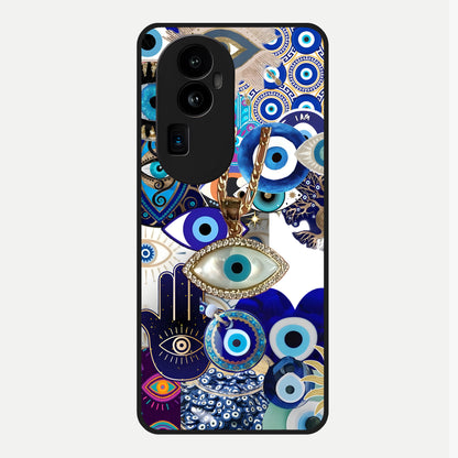  Mystic Charm Eye Glass Case For Oppo Reno 10 Pro Plus back cover – full design glossy printed glass finish